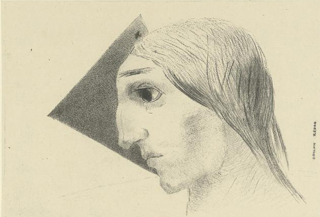 "A loucura", estampa por Odilon Redon %22La folie%22, Odilon Redon