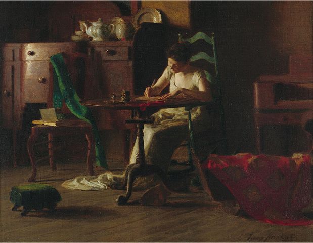 "Muller a escribir nunha mesa", por Thomas Pollock Anshutz Thomas_P._Anshutz_-_Woman_writting_on_a_table