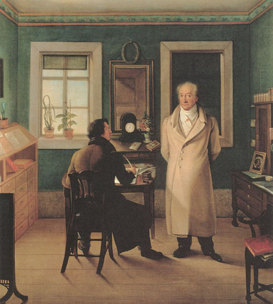 Johann_Joseph_Schmeller_-_Goethe_seinem_Schreiber_John_diktierend,_1831