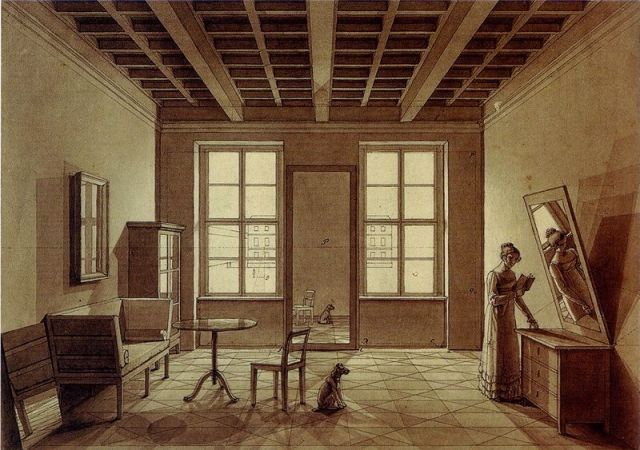 O así denominado "Zimmerbild" (cuarto da imaxe), por Johann Erdmann Hummel (circa 1820) 800px-Zimmerbild_78