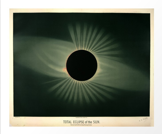 Eclipse solar total, por Etienne Leopold Trouvelot, 1878