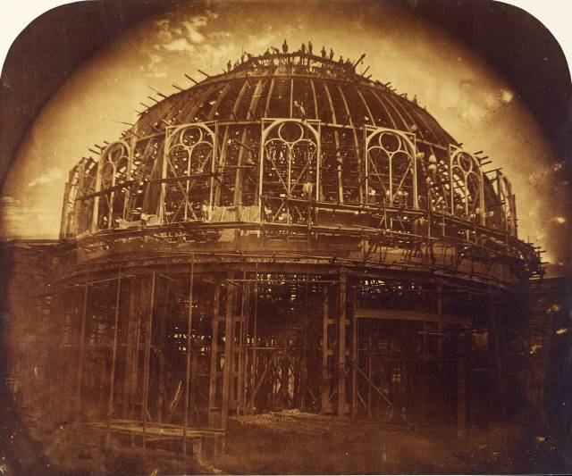 Construción da cúpula da sala de lectura do Museo Britanico, 1855